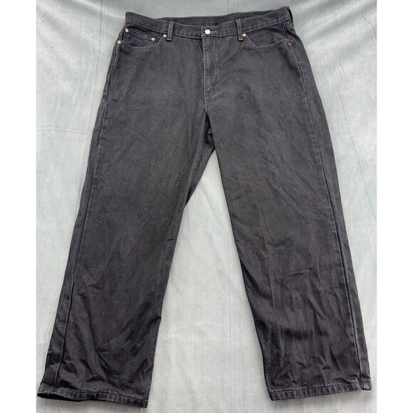 Levis 550 Jeans Mens 42x30 Black Relaxed Fit Tapered Leg Denim WaterLess Red Tab - Picture 2 of 10